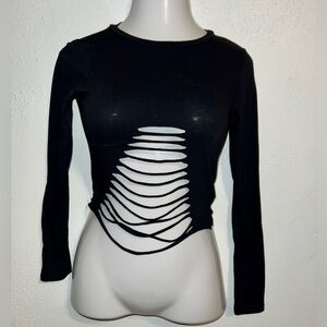 Black long sleeves crop top